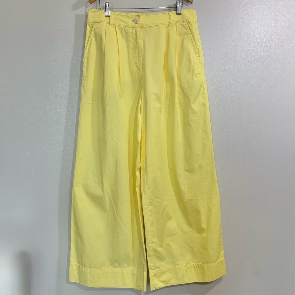 Loft Poplin Wide Leg Pants in Lemon Yellow - Picture 3 of 12